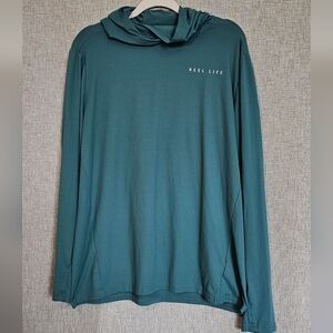 Reel Life Men's Teal Long-Sleeve Hooded Performance Shirt